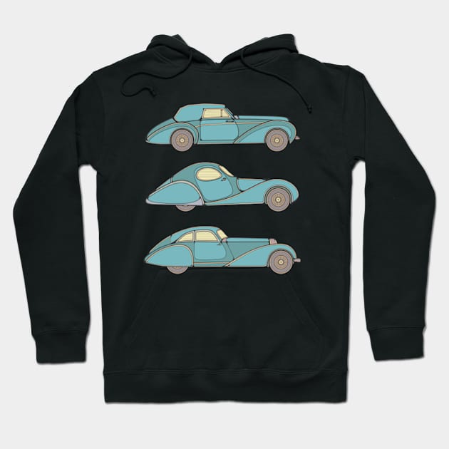 Blue Unique Classic Cars Hoodie by milhad